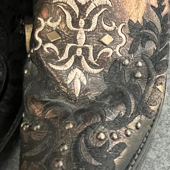 Black leather Justin cowboy boots - Picture 2 of 3